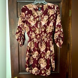 Women’s Maroon Floral Print Dress